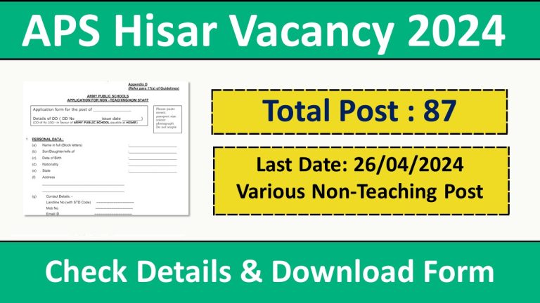 APS Hisar Vacancy 2024