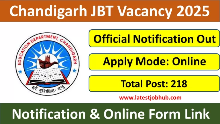 Chandigarh JBT Vacancy 2025