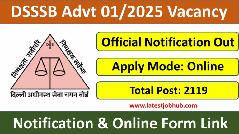 DSSSB Advt 01/2025 Notification