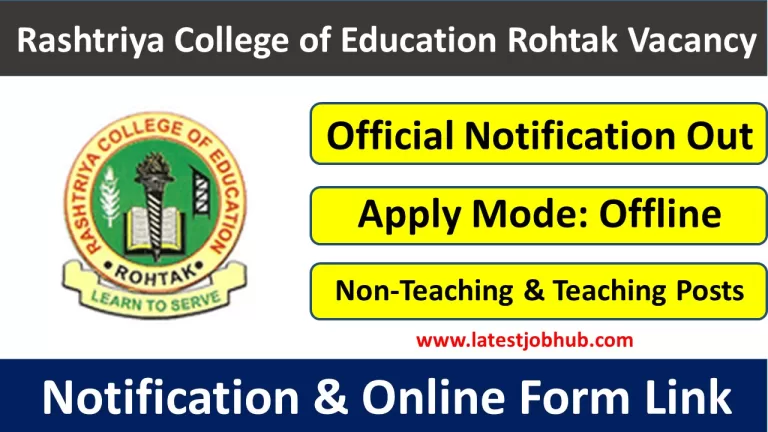 Rashtriya College of Education Rohtak Vacancy