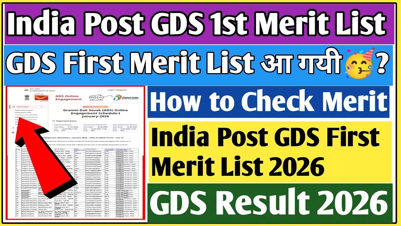 India Post GDS 1st Merit List 2026 OUT State Wise PDF Download